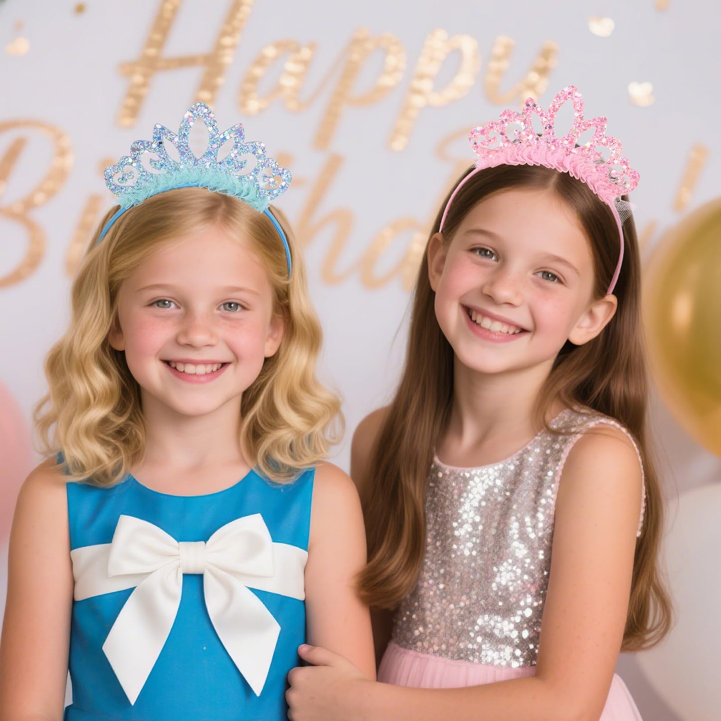 Zifengcer Birthday crown，8 Pack Princess Crown Headband, Glitter Sequin Crown Headband, Shiny