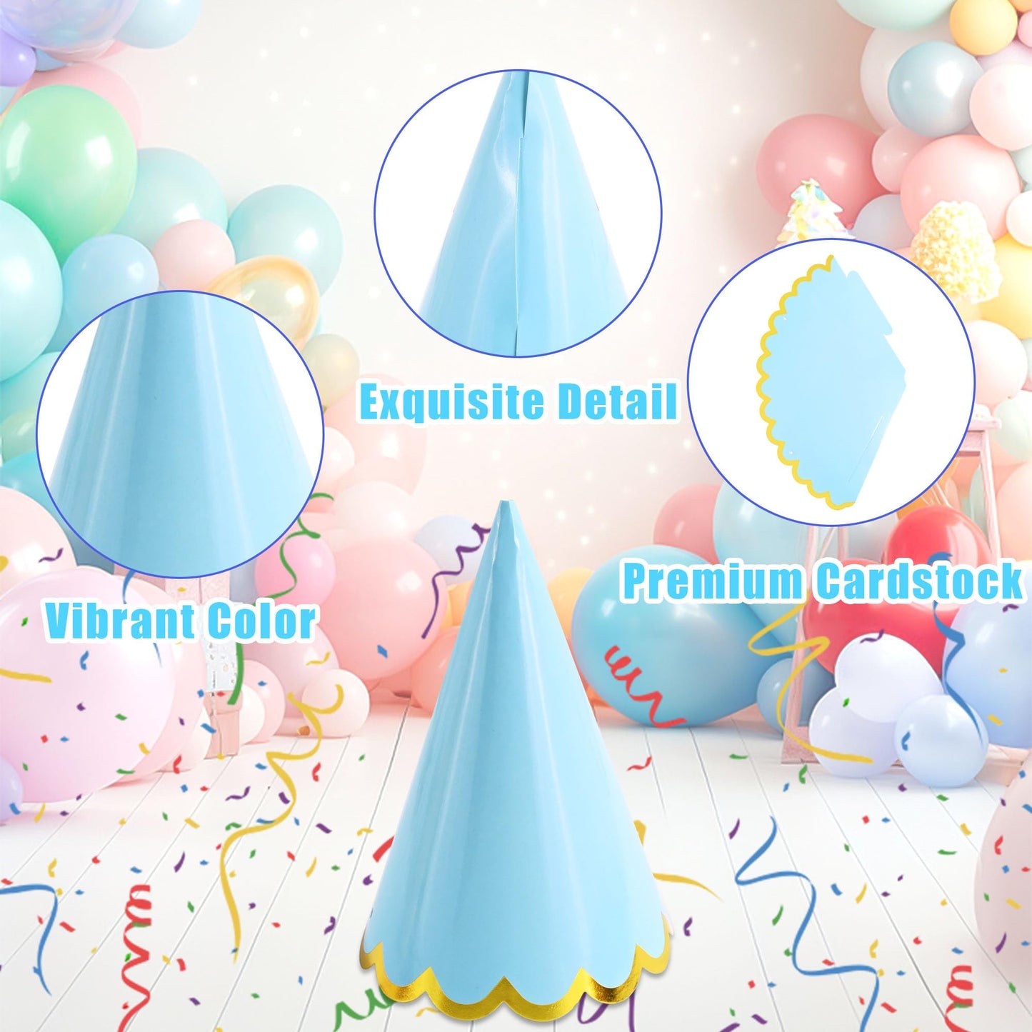 CANREVEL 24 PCS Pastel Party Hats for Adults and Kids