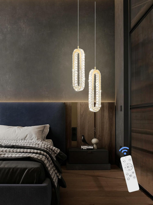 1-Ring Chandelier Gold Modern Pendant Lighting LED Dimmable Hanging Crystal Chandelier for Kitchen Island Foyer Lobby Living Room Staircaes