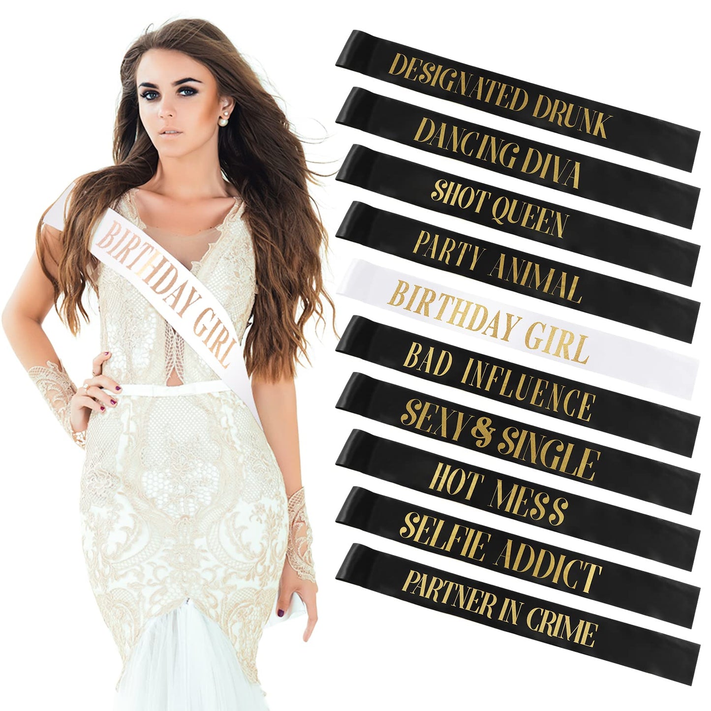 Weewooday 10 Pieces Birthday Sash for Women Happy Birthday Sash for Queen Party Favors, 2