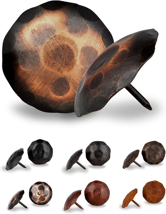 10 Pack 2" Round Head Iron Clavos Decorative Nails – Oil Rubbed Bronze – Handmade Rustic Round Fasteners for Farmhouse Shutters, Faux Wood, Barn Doors, Shutters, Gates – Ornamental Wood Accent