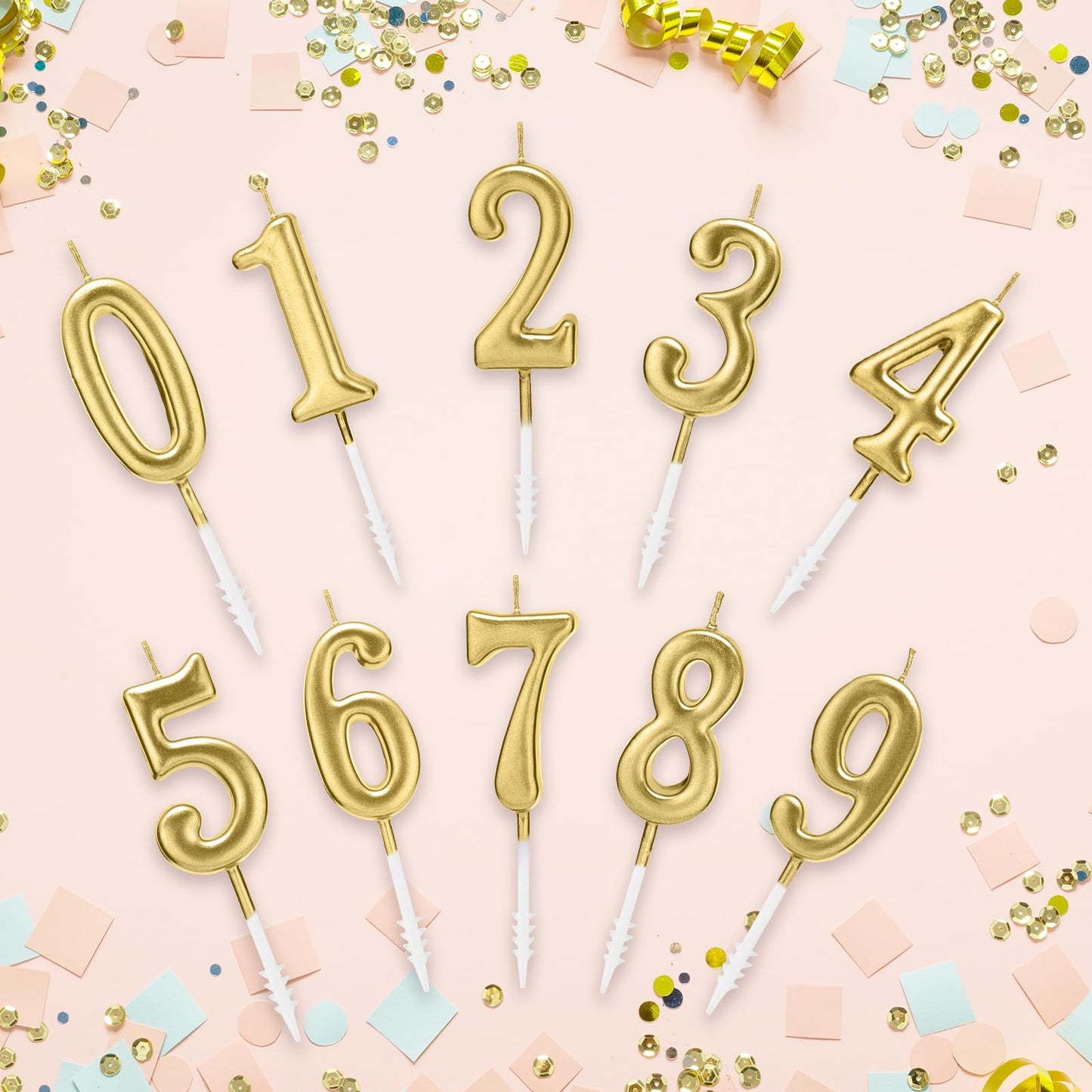 Beanlieve 10-Pieces Numeral Birthday Candles - Cake Numeric Candles Number 0 1 2 3 4 5 6 7 8 9,Used