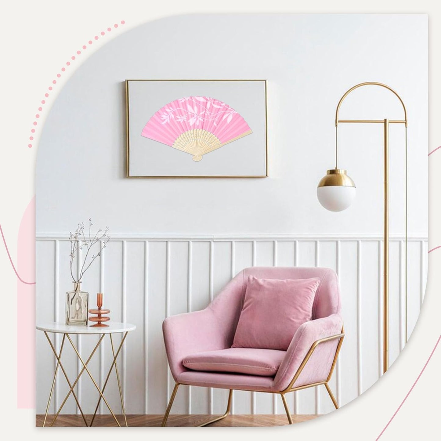 JOHOUSE 12 PCS Paper Folding Hand Fans, 8.3 Inch Pink Paper Fans Handheld Portable for Wedding, Outdoor Party Favors, Bridal Baby Shower DIY Crafts Photography Prop Pink Party Decorations