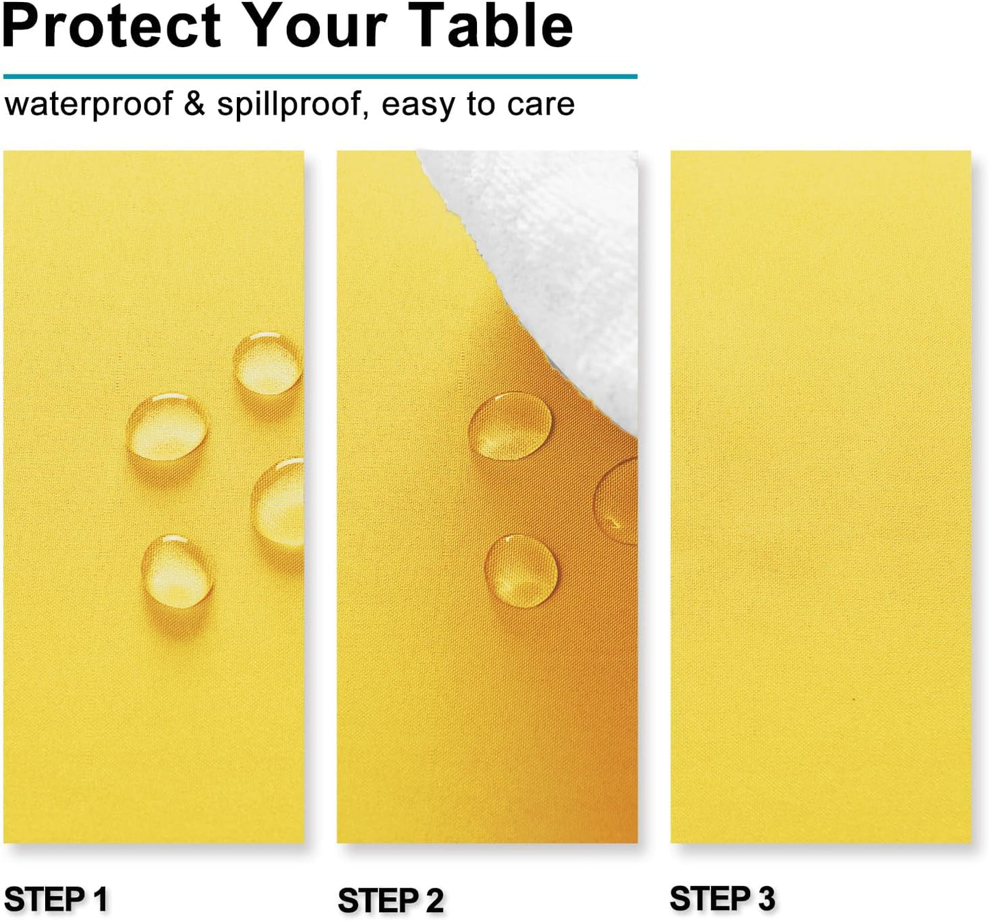 Hiasan 2 Pieces Yellow Rectangle Tablecloth - Spillproof and Waterproof Washable Table Cloth for Dining Room Kitchen Camping, 60 x 102 Inch