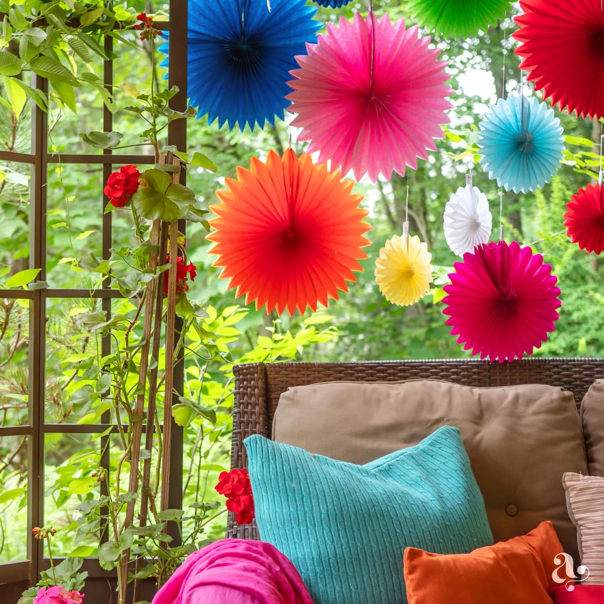 Colorful Paper Fans - Rainbow Party Decorations - Happy Birthday Decorations for Women, Men and