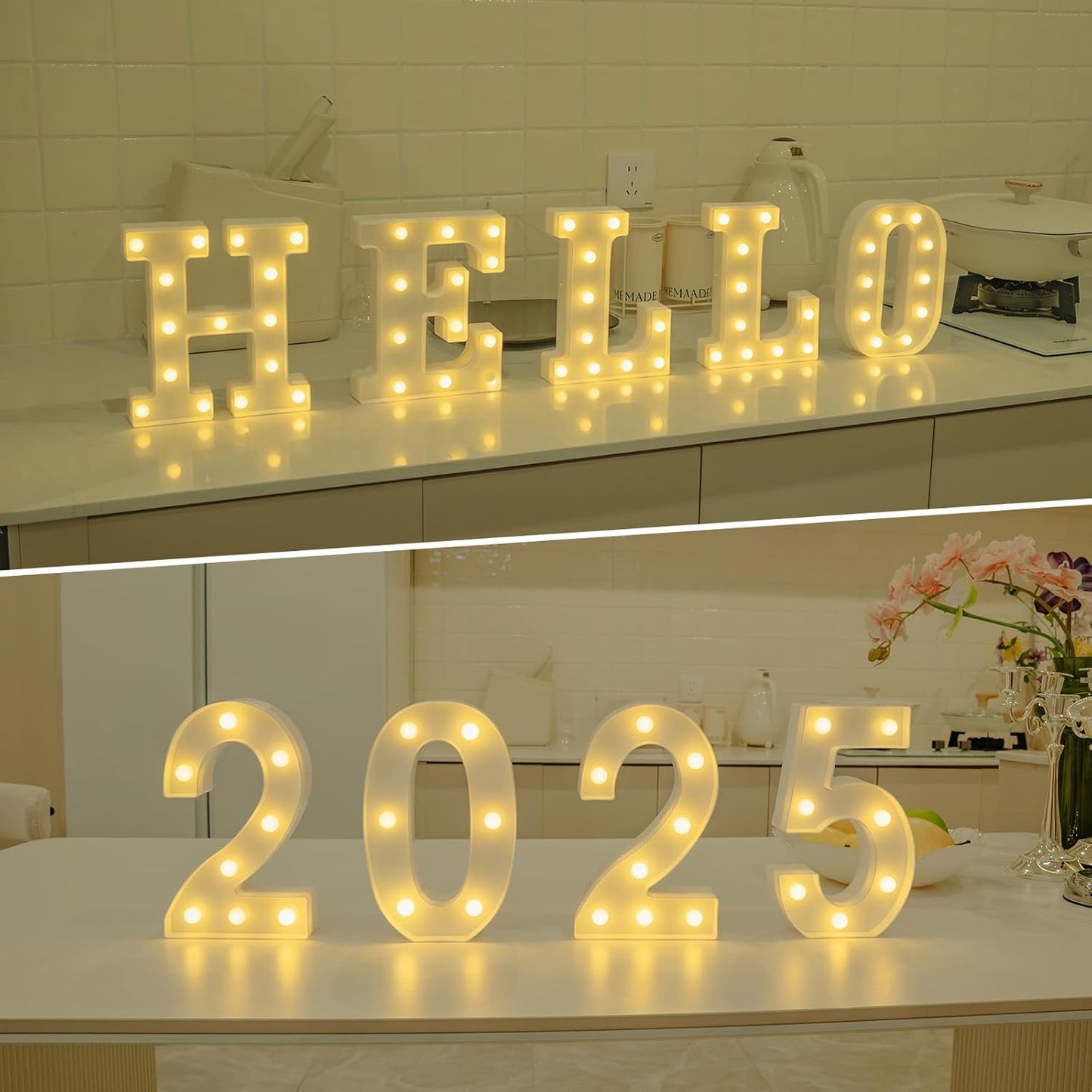 Foaky Rechargeable LED Letter Lights Sign Marquee Light Up Letters Sign for Night Light Wedding/Birthday Party Christmas Lamp Home Bar Decoration (X)