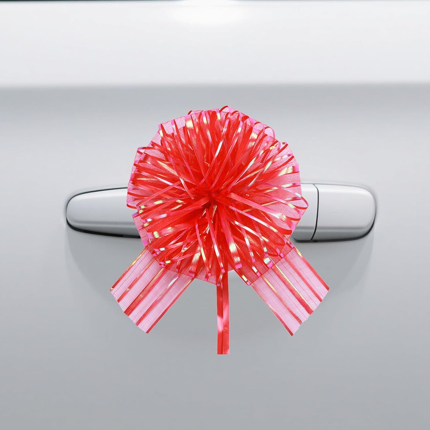 6 Pcs 6 Inch Large Organza Pull Bow Ribbon – Elegant Gift Bows for Wedding Decorations, Christmas Wrapping, Birthday Parties, Car Decor, Gift Baskets, and Valentine's Day Packaging(Red)