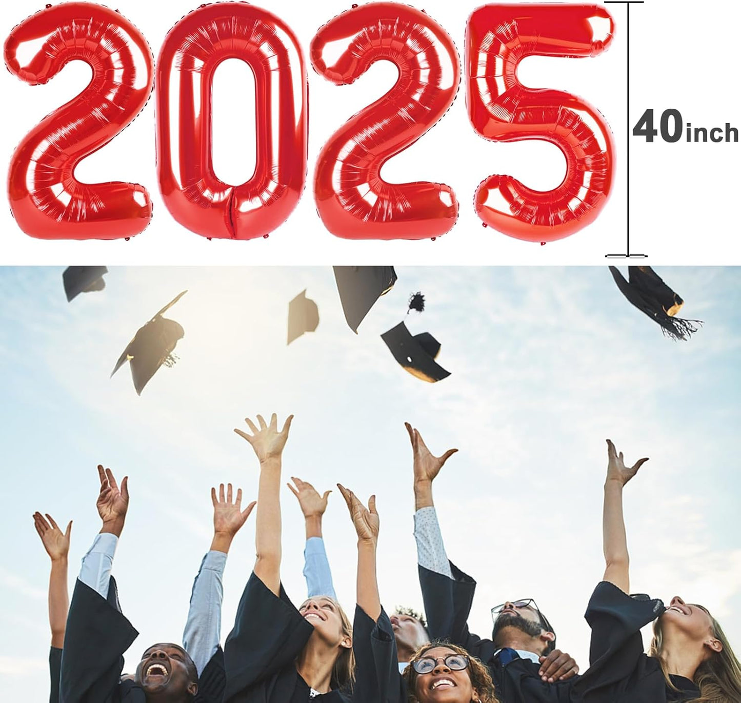 2025 Balloons 40 inch, Red New Year Balloon2025, Red Foil Balloons Numbers, Red New Years Eve Foil Party Balloons, 2025 Digital Christmas Graduations Birthday Number Balloon