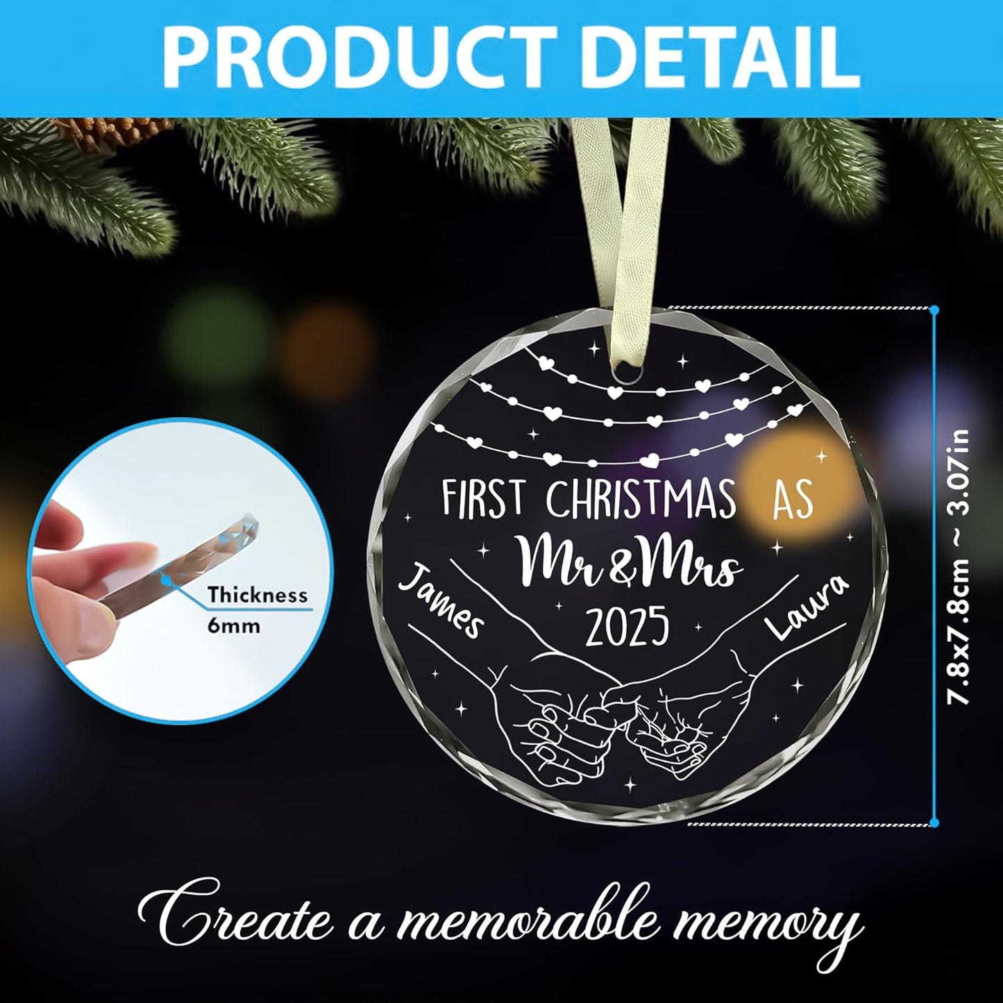 Personalized The Year We Became Mr & Mrs Christmas Ornament - Wedding Gifts For Newlywed Couple, Bride And Groom - Bridal Shower Ornaments 2025 - Wedding Gifts for Couples 2025