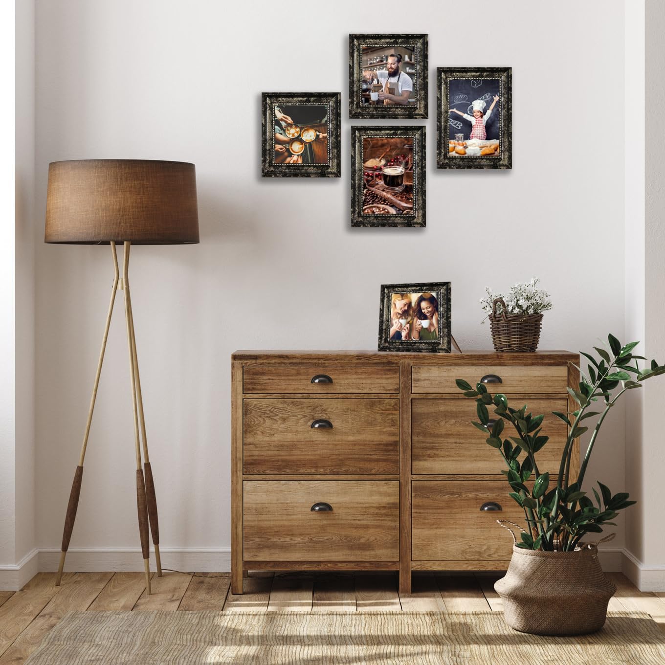 5x5 Picture Frame with Real Glass, 4 set Ornate Vintage Picture Frames for Wall or Tabletop Display, 5 x 5 photo Frame for Wall home best gift