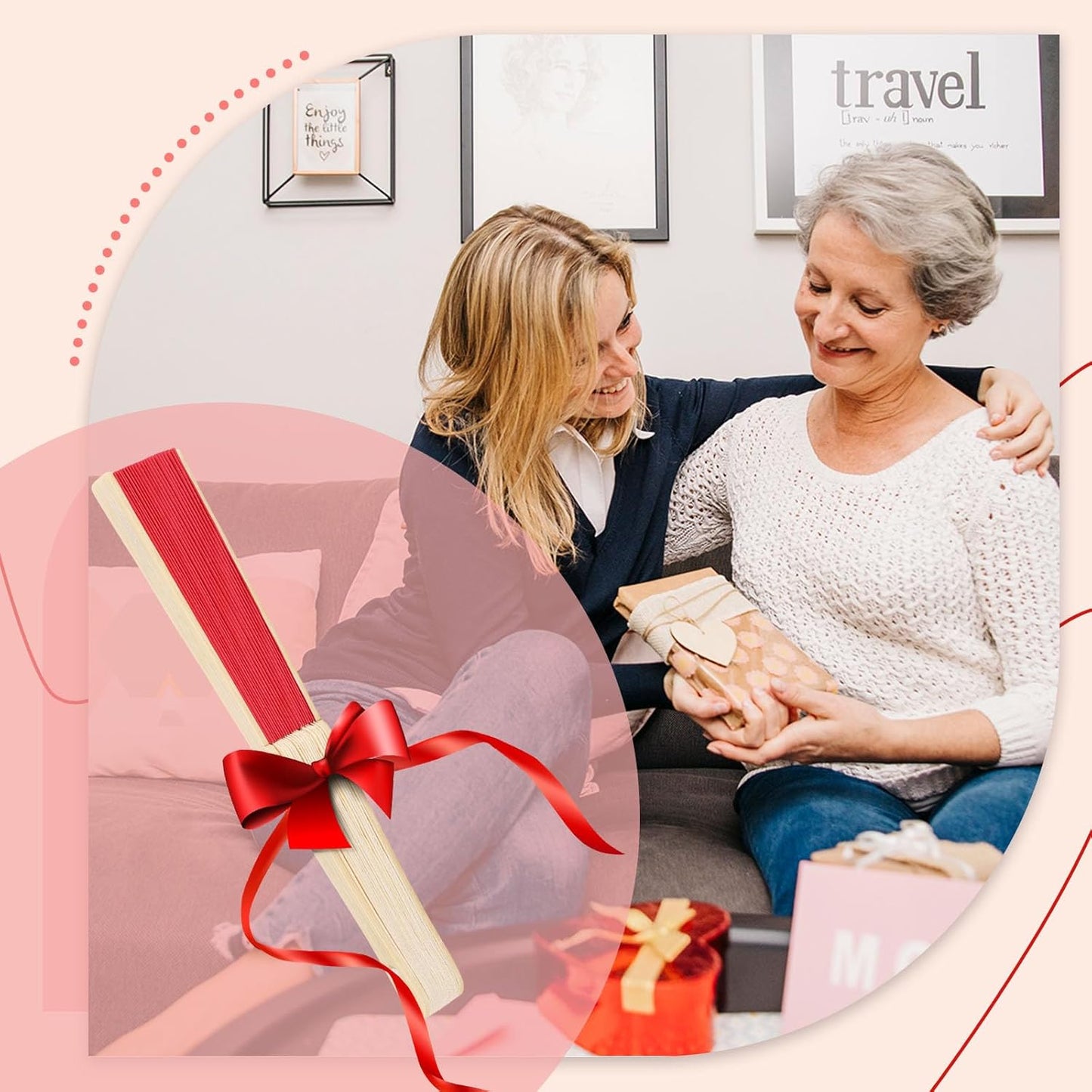 JOHOUSE 12 Pcs Paper Folding Hand Fans, 8.3 Inch Red Fans Handheld Decorative Accessories for Wedding, Outdoor Party Favors, Bridal Shower DIY Decoration Photography Props Hibachi Party Decorations