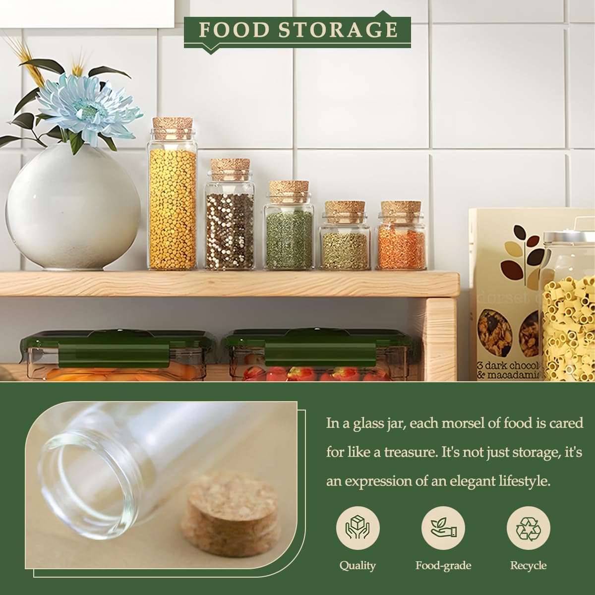 JIUYUE 40 pcs 20 ml Glass Bottle with Cork,Small Craft Jars(0.67 oz-1.45x1.57 inch)