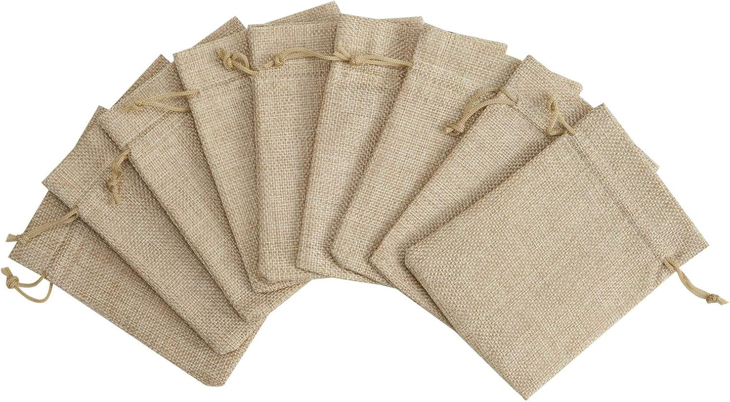 Tendwarm 20 Pcs 5.9x7.8 Inch Burlap Gift Bags with Drawstring Linen Jewelry Bag for Wedding Party Favors