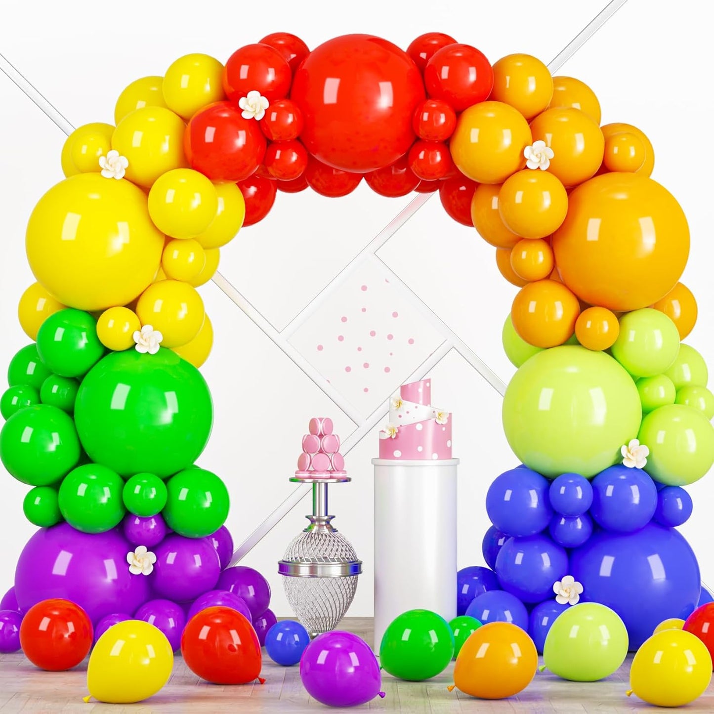 98pack Rainbow Balloons Different Size 18/12/10/5 Inch Rainbow Colorful Balloon Garland Arch Kit for Graduation, Wedding, Birthday, New Year, Anniversary Party Decorations