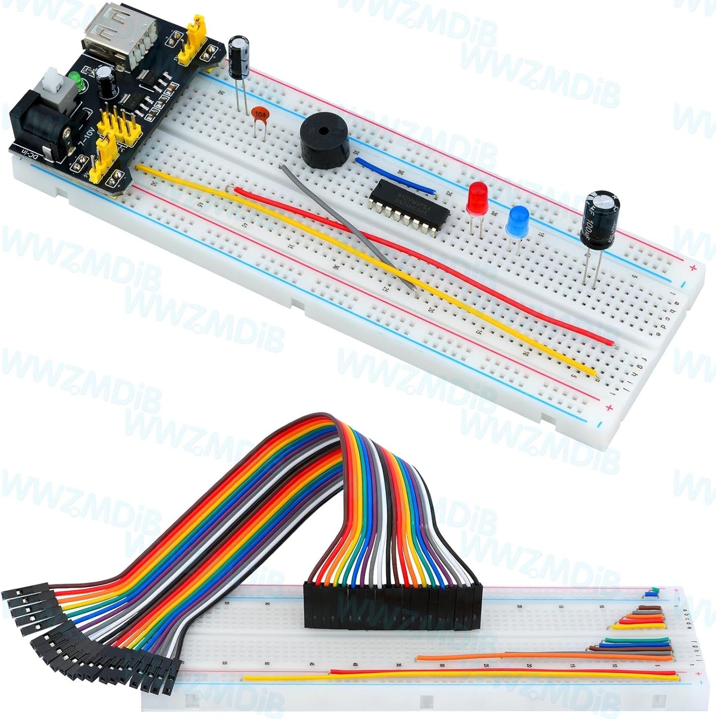 WWZMDiB 438 Pcs Electronics Breadboard Kit Beginner Starter Kit Compatible with Arduino,STM32,Raspberry Pi