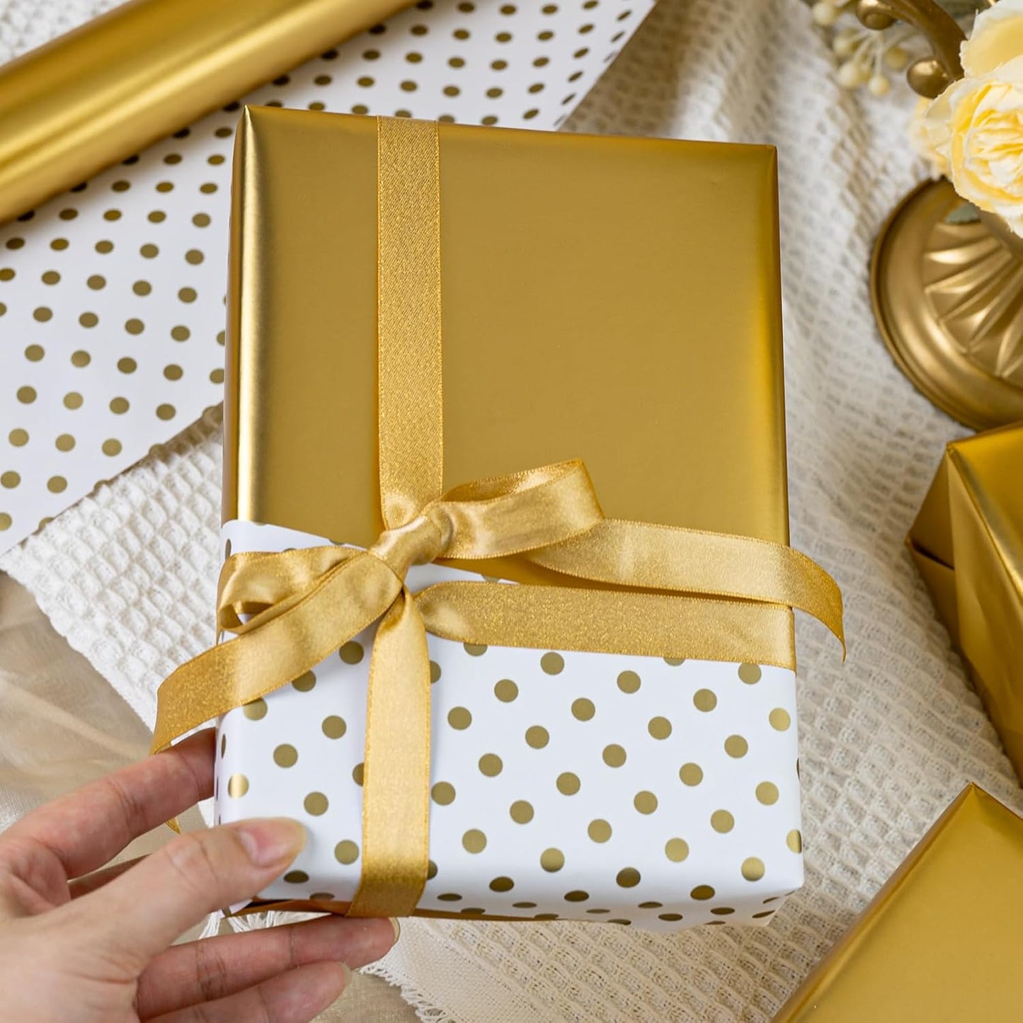 Garbendy Gift Wrapping Paper Roll-Solid Color Pearly-Lustre Paper,Perfect for Wedding, Valentine's Day,Birthday, Christmas,Baby Shower, Party - 17 Inch X 33 Feet