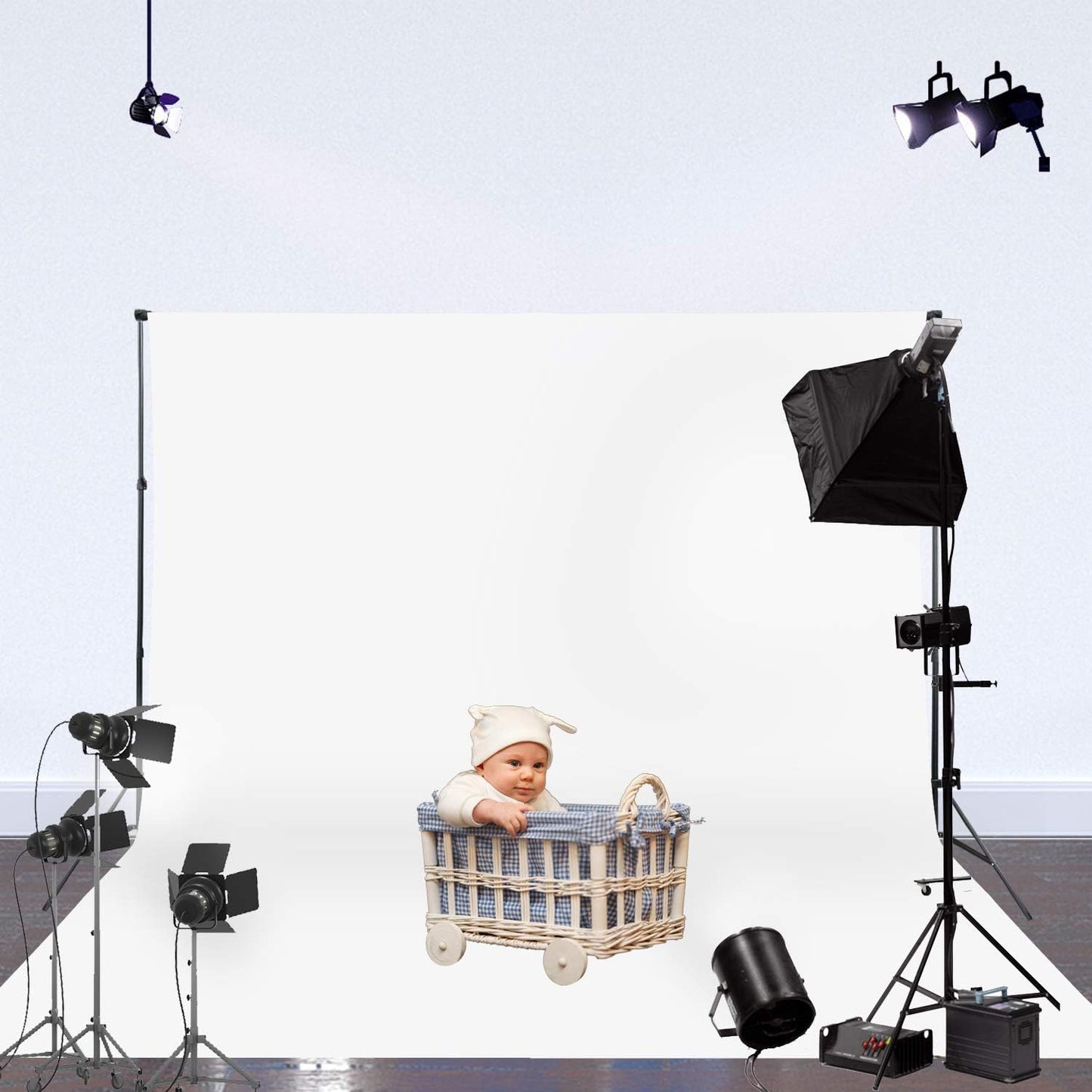 ISSUNTEX 5X7 ft Background Muslin Backdrop, Photo Studio, Collapsible High Density Screen for Video Photography and Television-Black/White