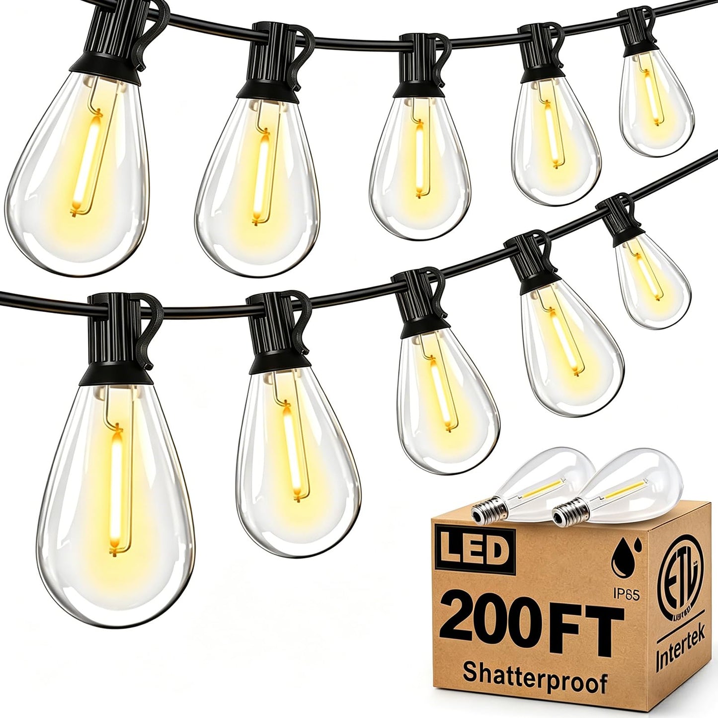 Tenmiro 200FT Outdoor String Lights, Ultra Long LED Patio Lights with Shatterproof High Brightness