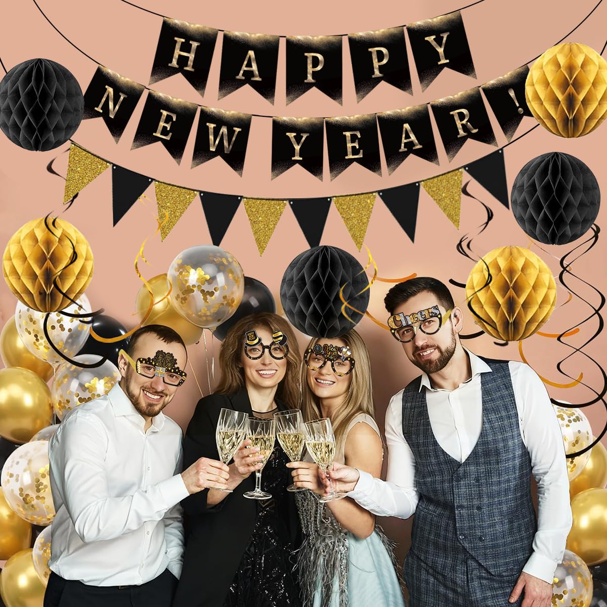 Happy New Year Eve Party Supplies 2027– Complete New Years Decorations Set with Happy New Year