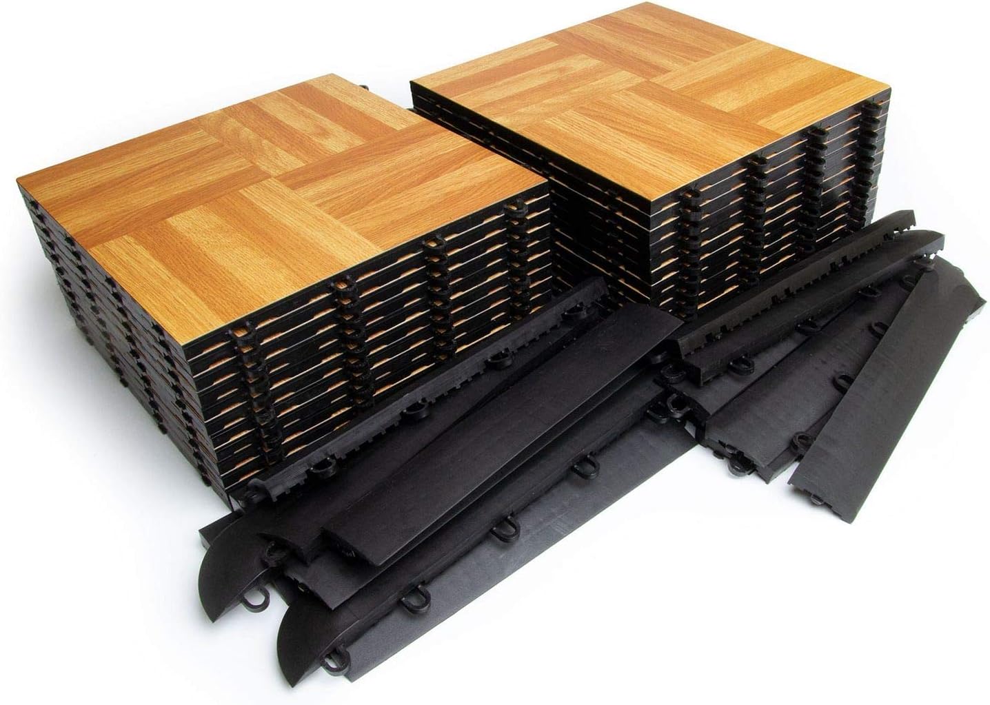 Big Floors 5X5OAKFLOOR Interlocking Lightweight Plastic Modular Dance Floor Kit (5' x 5'), Oak, 45 Piece