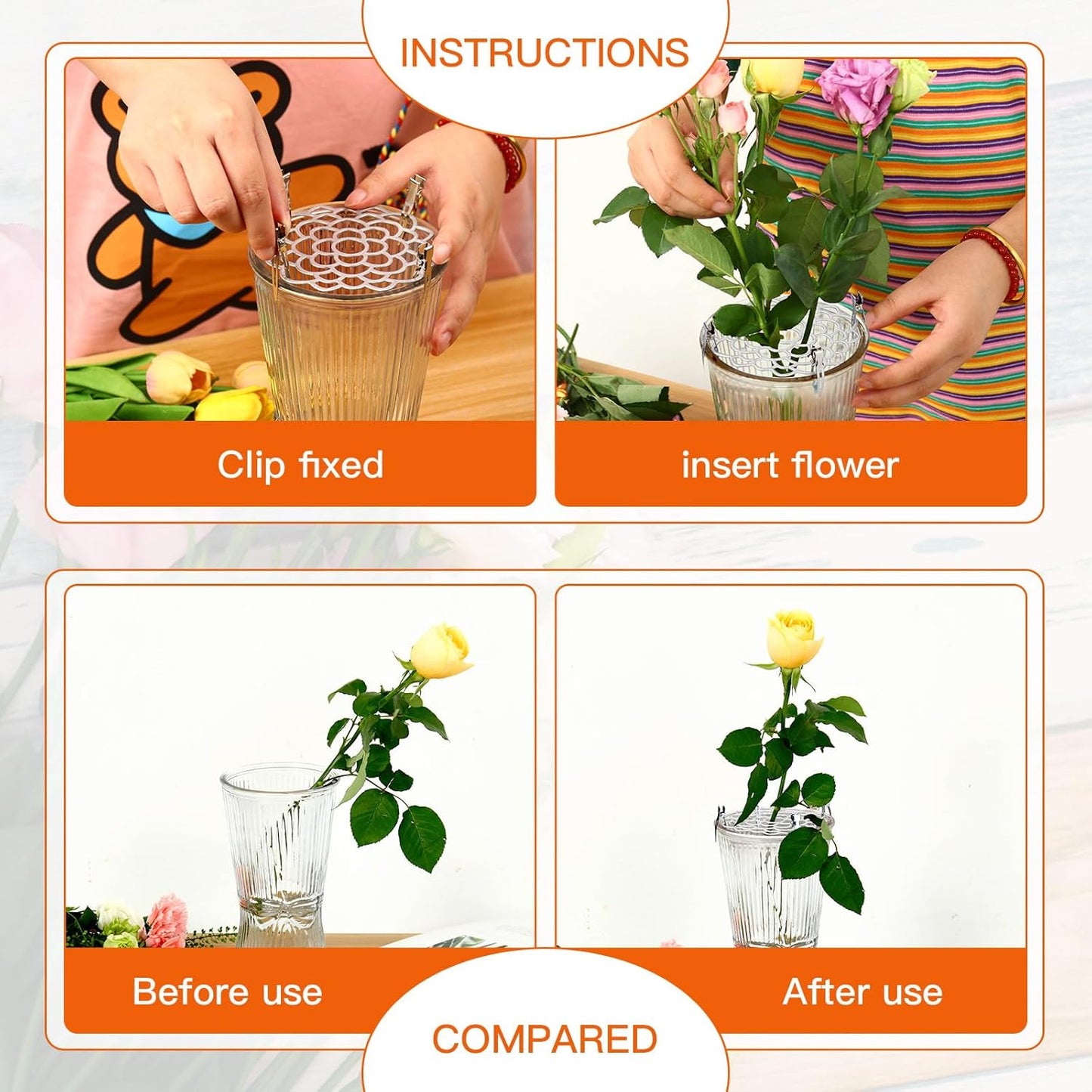 KOYILTD 3 Pcs Modern Flower Frog Metal Flower Arrangement Holder Floral Grid Used for Vase Flower Arrangement Art Convenient Stem Holder for Flowers Flower Frog Organizer Metal Lid for Vase (Silver)