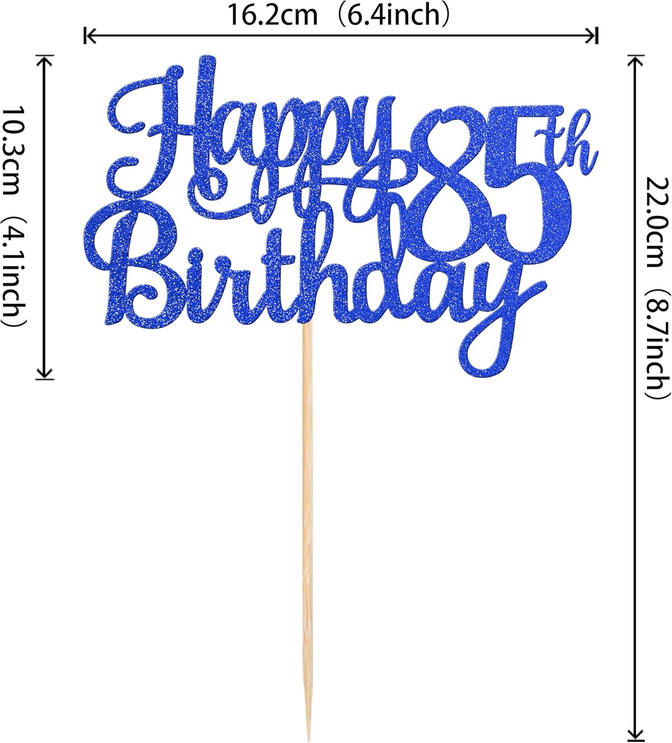 1 PCS Happy 85th Birthday Cake Topper Glitter Cheers to 85 Years Birthday Cake Pick Eighty Five 85 Fabulous Cake Decoration for Happy 85th Birthday Theme Party Decorations Supplies Blue