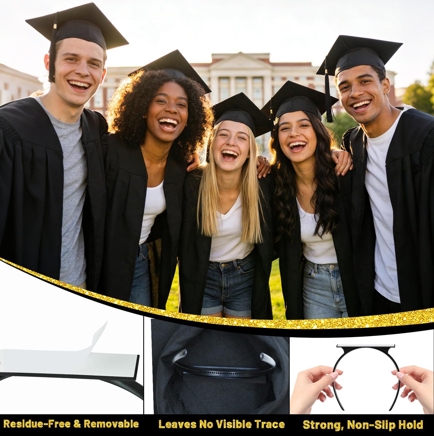 Sofeavo Graduation Cap Headband Insert - Secure Grad Cap Headband for Graduates, Women & Students