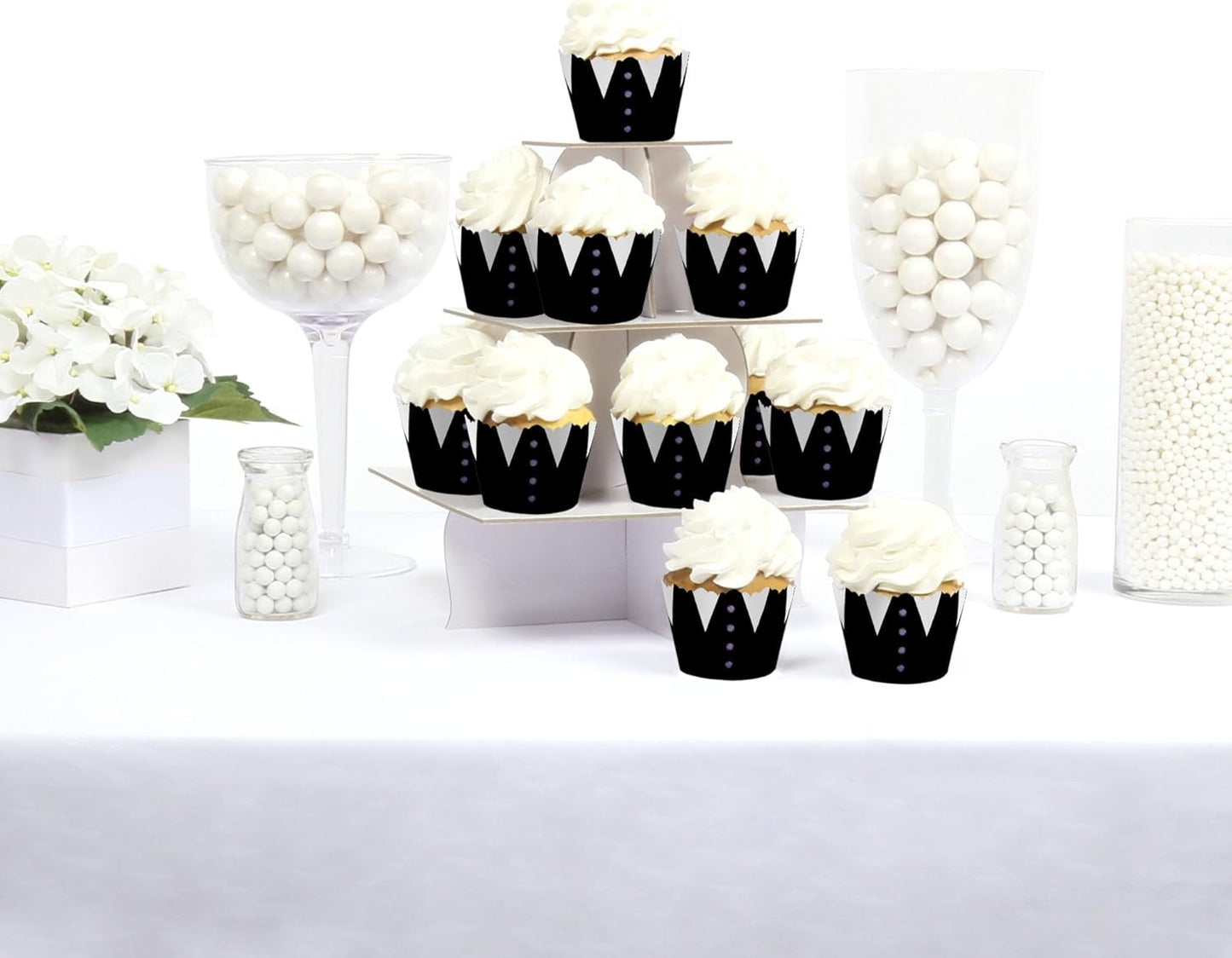 Big Dot of Happiness Goth Girl Cupcake Wrappers, Adjustable Fit, Black and Purple Halloween or Gothic Birthday Party Decorations - Set of 12