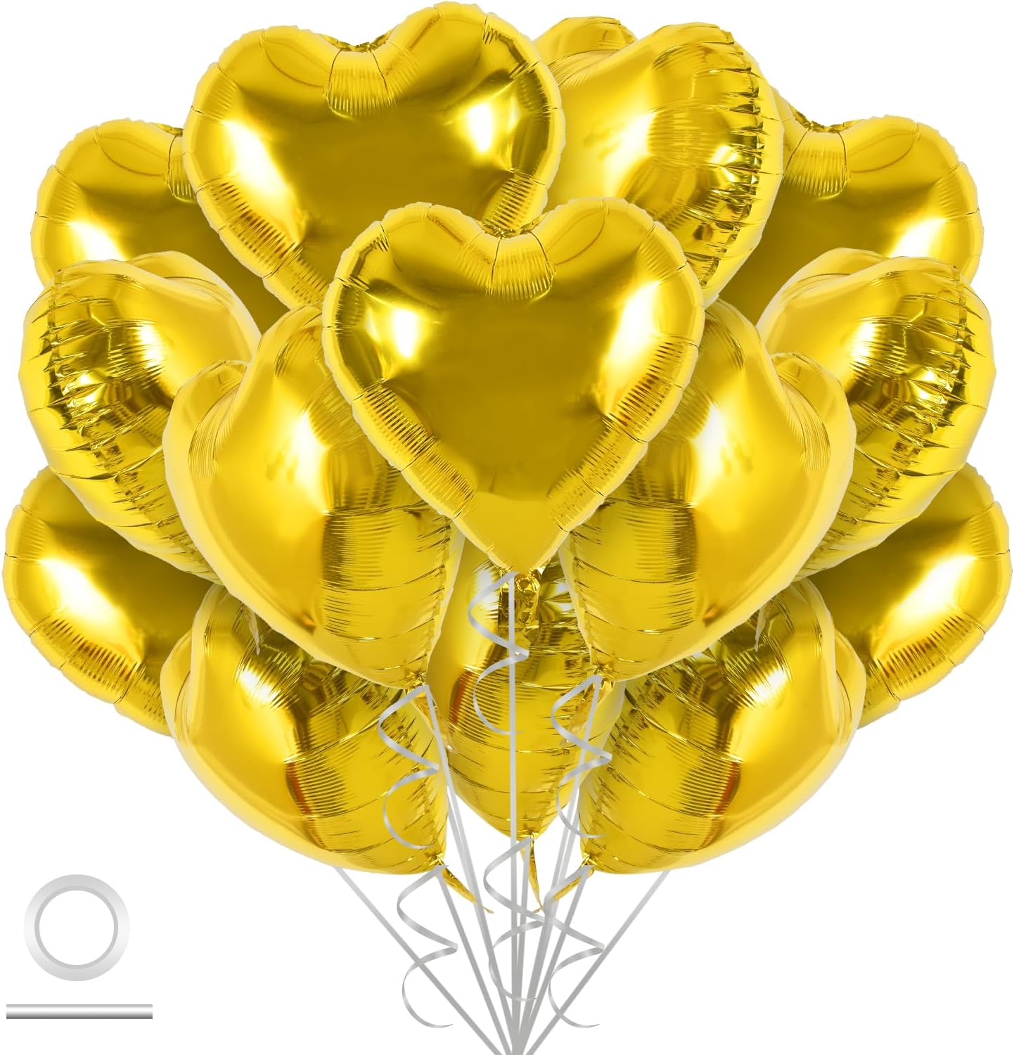 TONIFUL 30Pcs 18 Inch Gold Heart Balloons Gold Heart Shape Foil Mylar Balloons Decoration for Birthday Valentine's Day Wedding Bridal Shower Anniversary Engagement Party Supplies