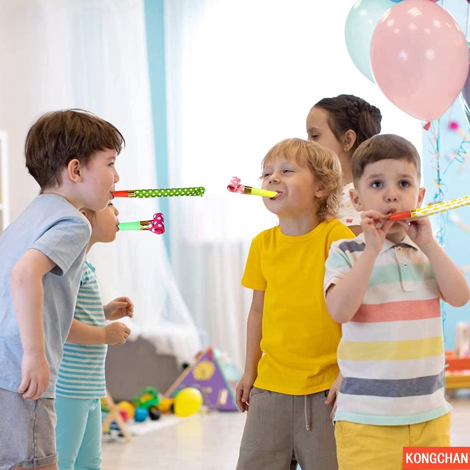 25pcs Party Blowers,Colourful Noisemakers Party Blowouts Squawkers Fringed Noise Maker,Birthday
