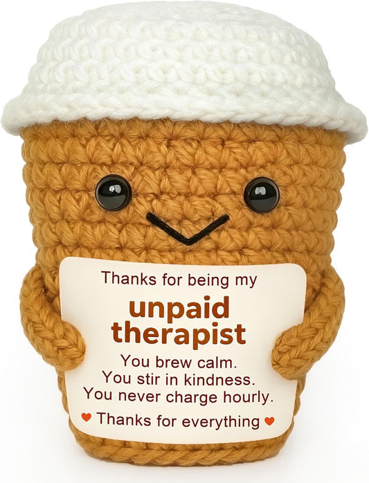 Coffee Lover Gift for Women, Funny Thank You Gifts for Best Friend Bestie, Small Coworker Appreciation Gift, Positive Espresso Emotional Crochet Support