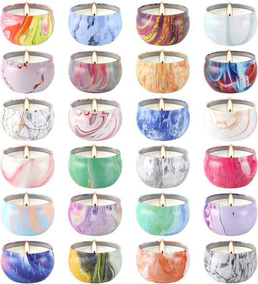 Scented Candles Gifts Set 24 Pack Soy Wax Travel Tin Jar Candles for Home 2.5 OZ Scented for Mom for Christmas, Birthday, Thanksgiving, Mother's Day