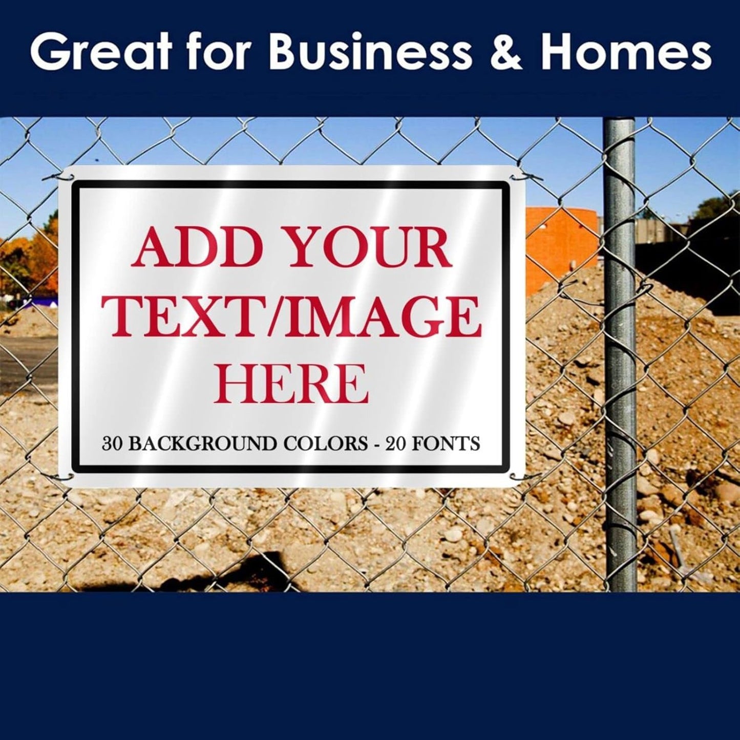 Custom Signs Outdoor Metal Sign - 12 x 8 Personalized Aluminum Rust-Proof Entrance Signs, Garden Hazard Intersection Parking Decorative (Black Text Box)