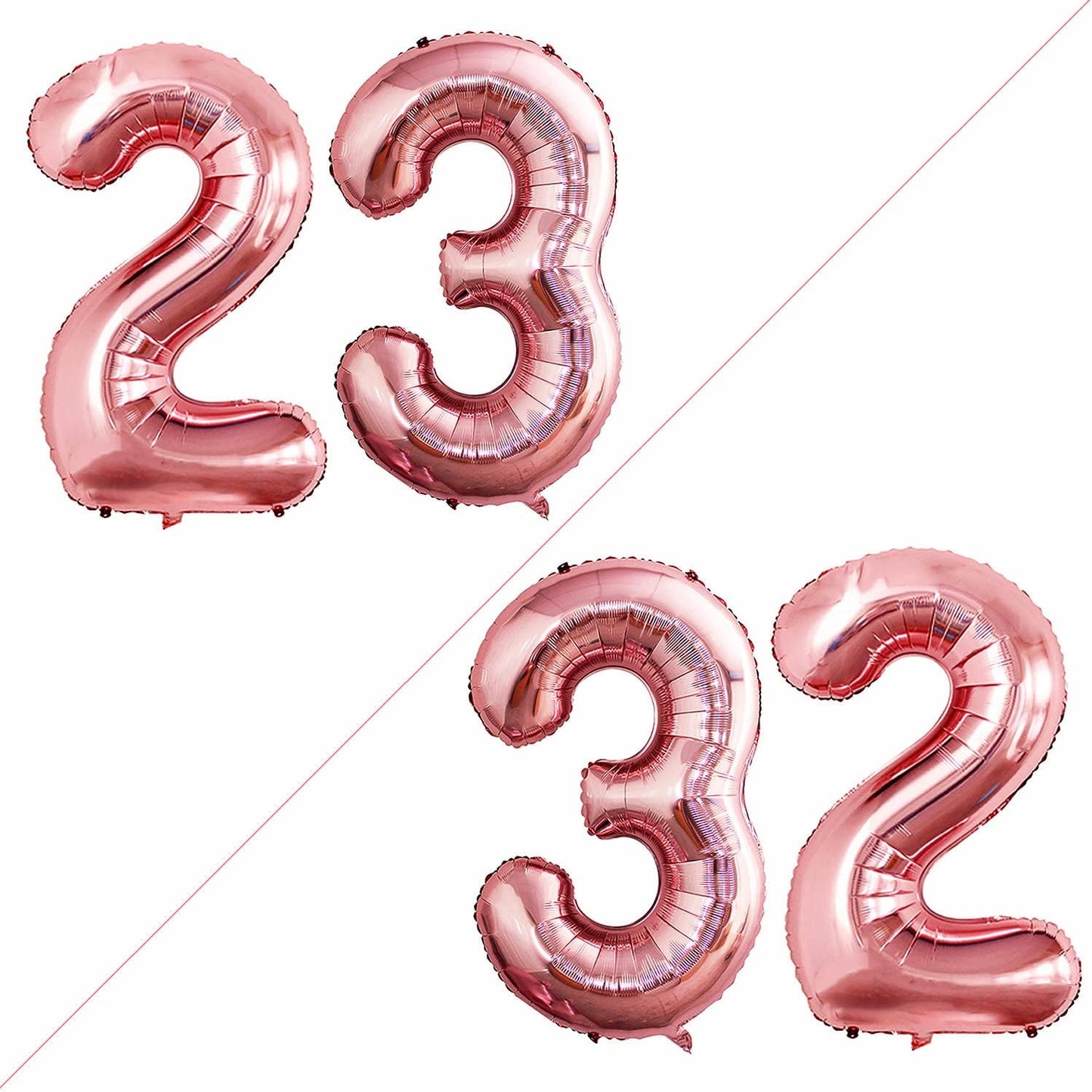 GOER Number 23 Balloons for 23rd Birthday Party Decorations,42 Inch Jumbo Foil Helium 32 Balloons for 32nd Birthday Party Decoration (Rose Gold)