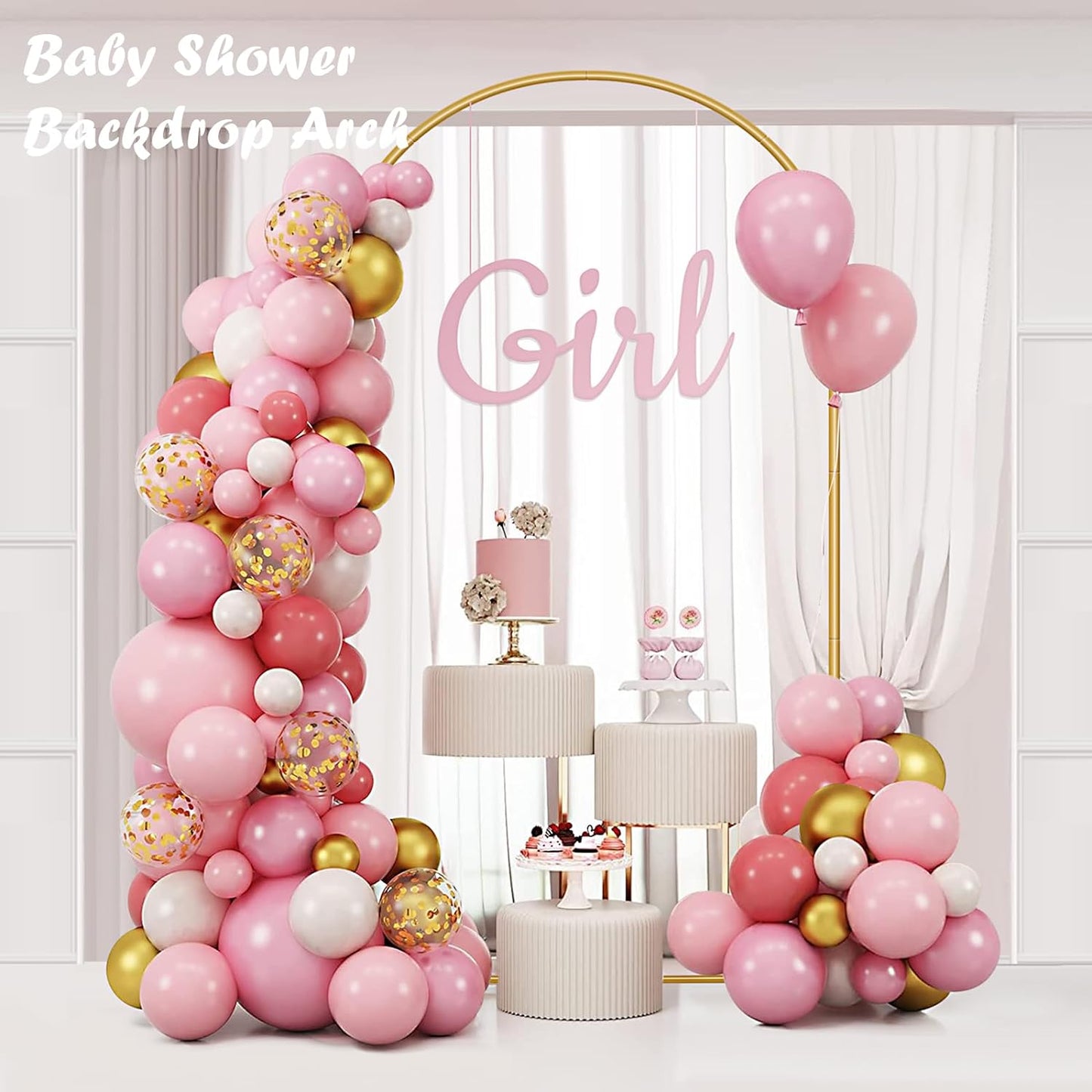 6.6FT Metal Wedding Arch Stand Gold Square Arched Backdrop Frame for Party Ceremony Birthday Bridal Baby Shower Garden Floral Balloon Arch Decoration