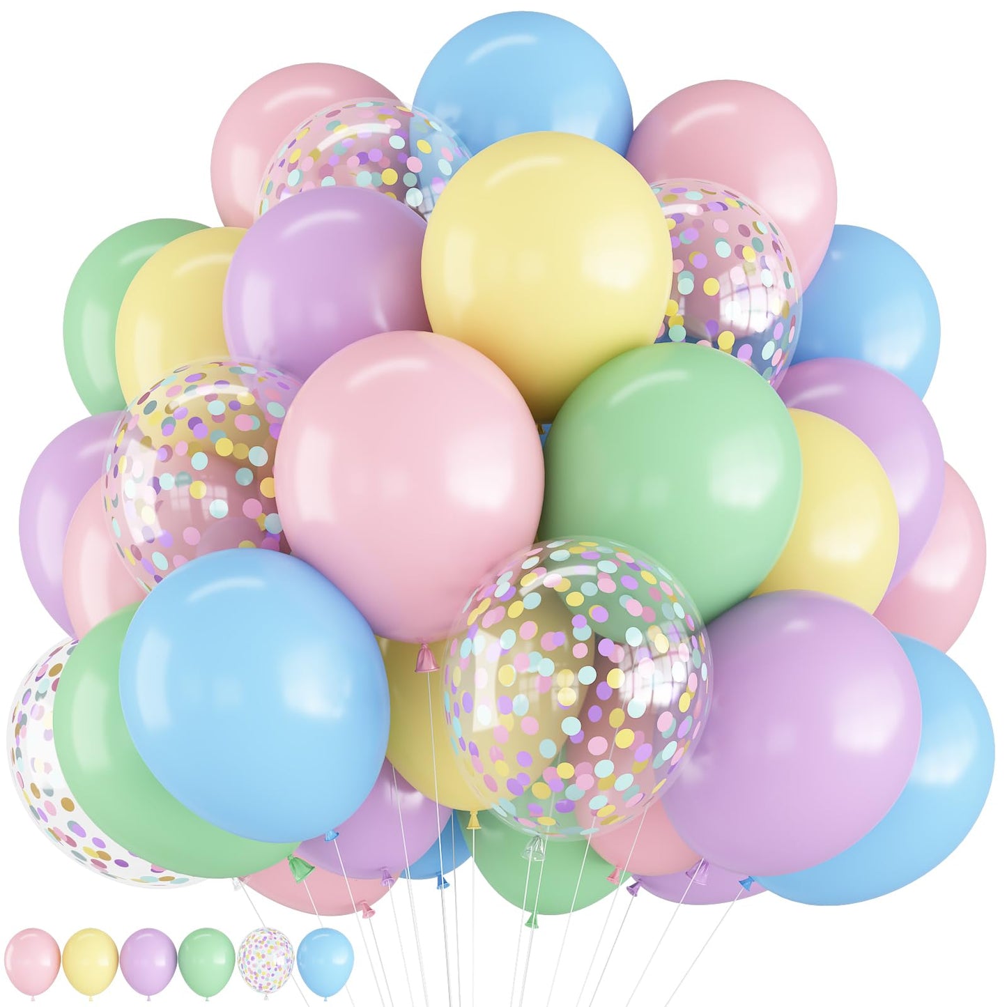 HILAVO Pastel Balloons 12 In Macaron Pink Blue Green Purple Yellow Balloon