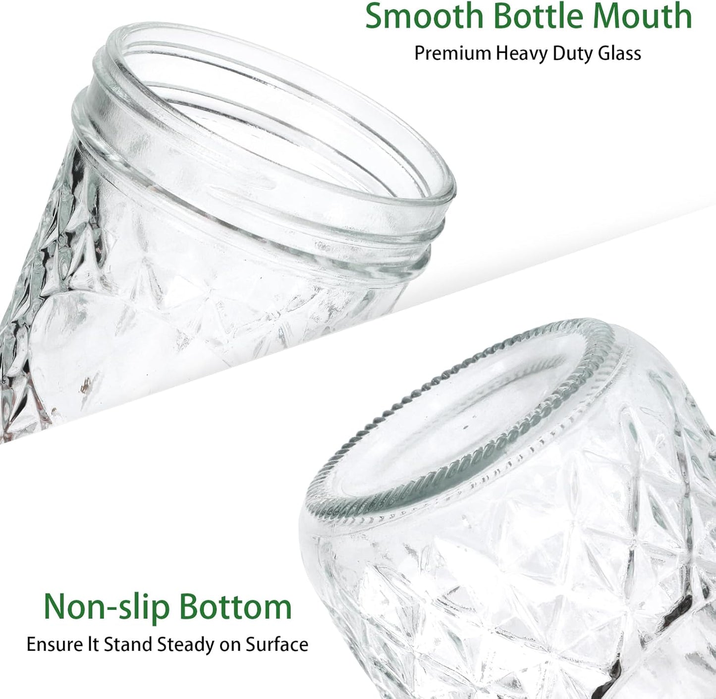 Mason Jars 16oz,Canning Jars with Metal Airtight Lids and Bands,Wide Mouth Mason Jars Ideal for Spice, Jam, Honey, Jelly, Yogurt, overnight oats,Meal Prep, Wedding Favors,6Pack