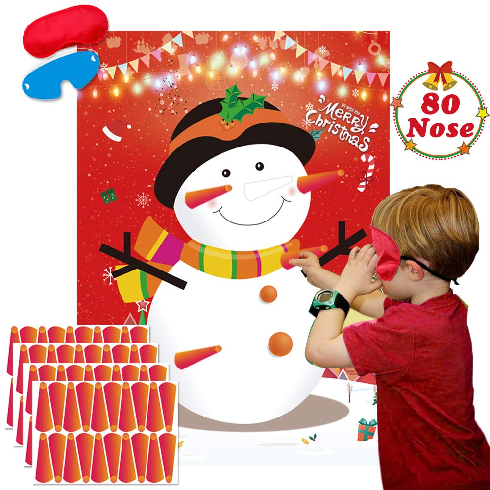Pin The Nose On The Snowman Games Large Christmas Snowman Games Poster for Kids Christmas Snowman