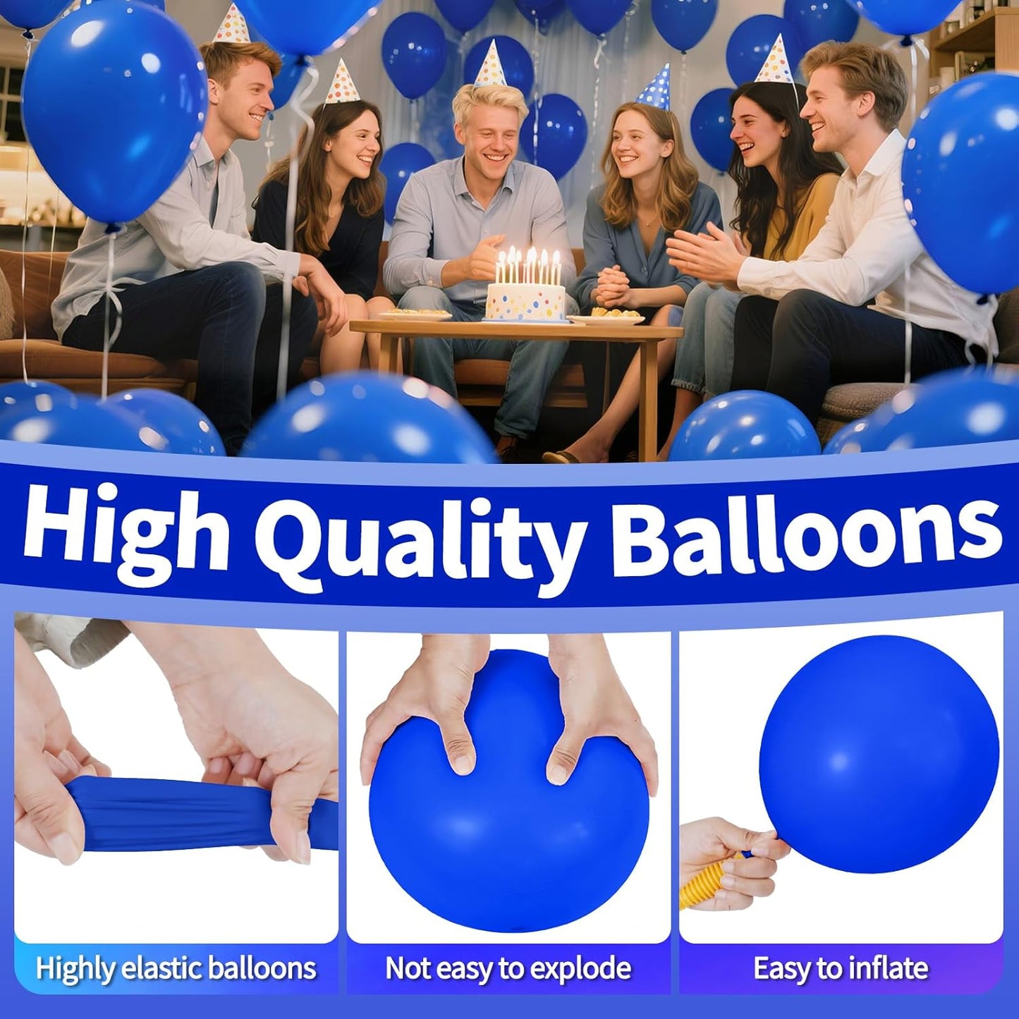 KAWKALSH Dark Blue Balloon 12 Inch, 110pcs Latex Party Balloons Helium Bright Color for Birthday Baby Shower Wedding Party Supplies Arch Garland Decoration