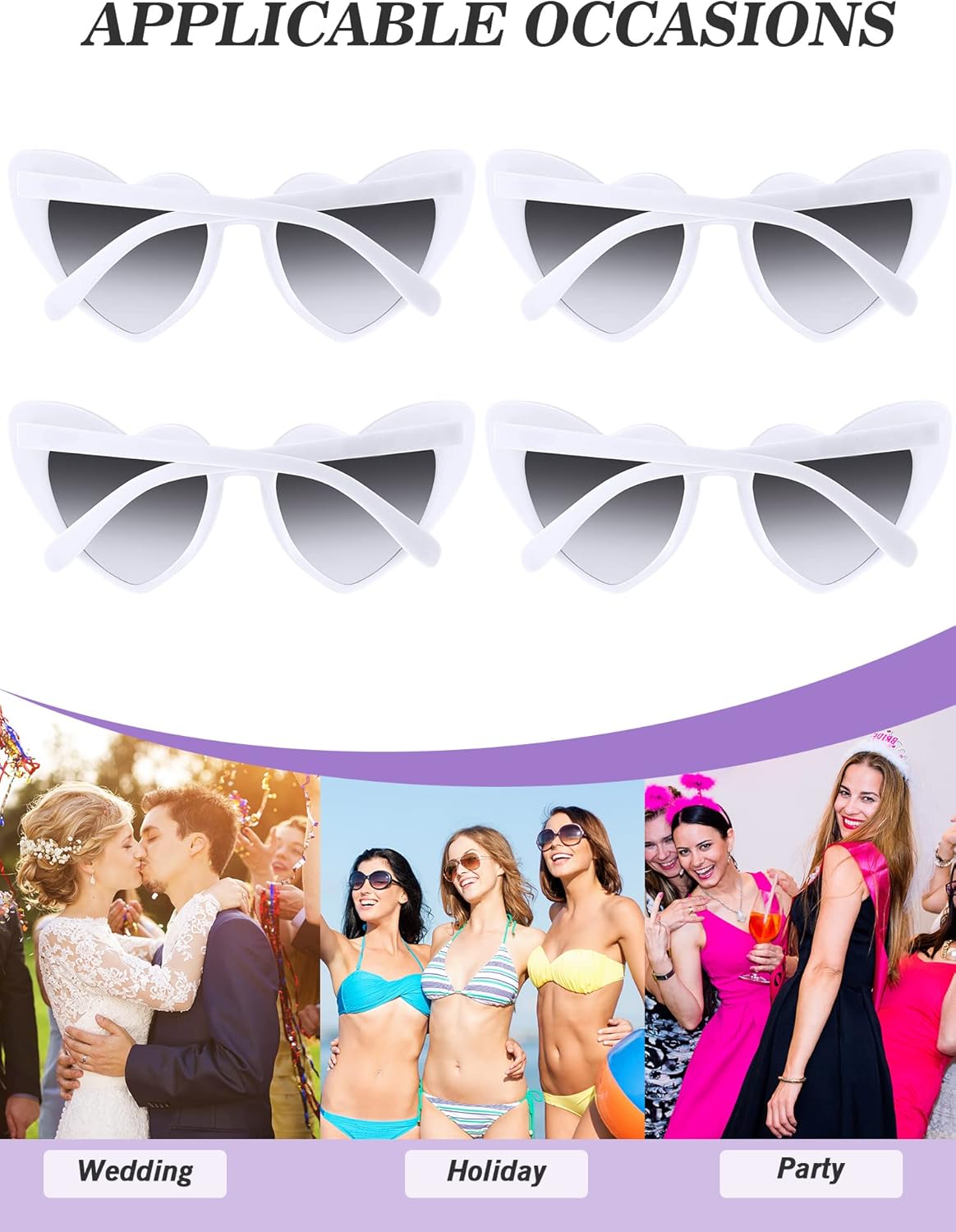 Flutesan 20 Pairs Retro Heart Sunglasses Vintage Cat Eye Heart Glasses Women Bachelorette Bride Sunglasses Bulk