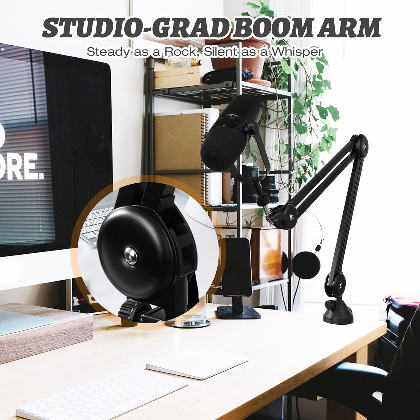 Mic Boom Arm ??Heavy-Duty Microphone Stand with Desk Mount Clamp&Microphone Clip Ideal for Podcast & Gaming, Supports 4.4 lbs for Blue Yeti, FIFINE, HyperX, Shure & More