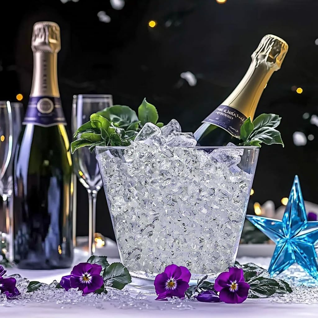 HappyFiller 1000 PCS Fake Crystal Ice Rocks Cubes in Gift Box,Clear Acrylic Stones Treasure Gems for Flower Vase Filler,Table Scatters,Wedding Centerpieces,Party Decor,Photography Props,Crafts