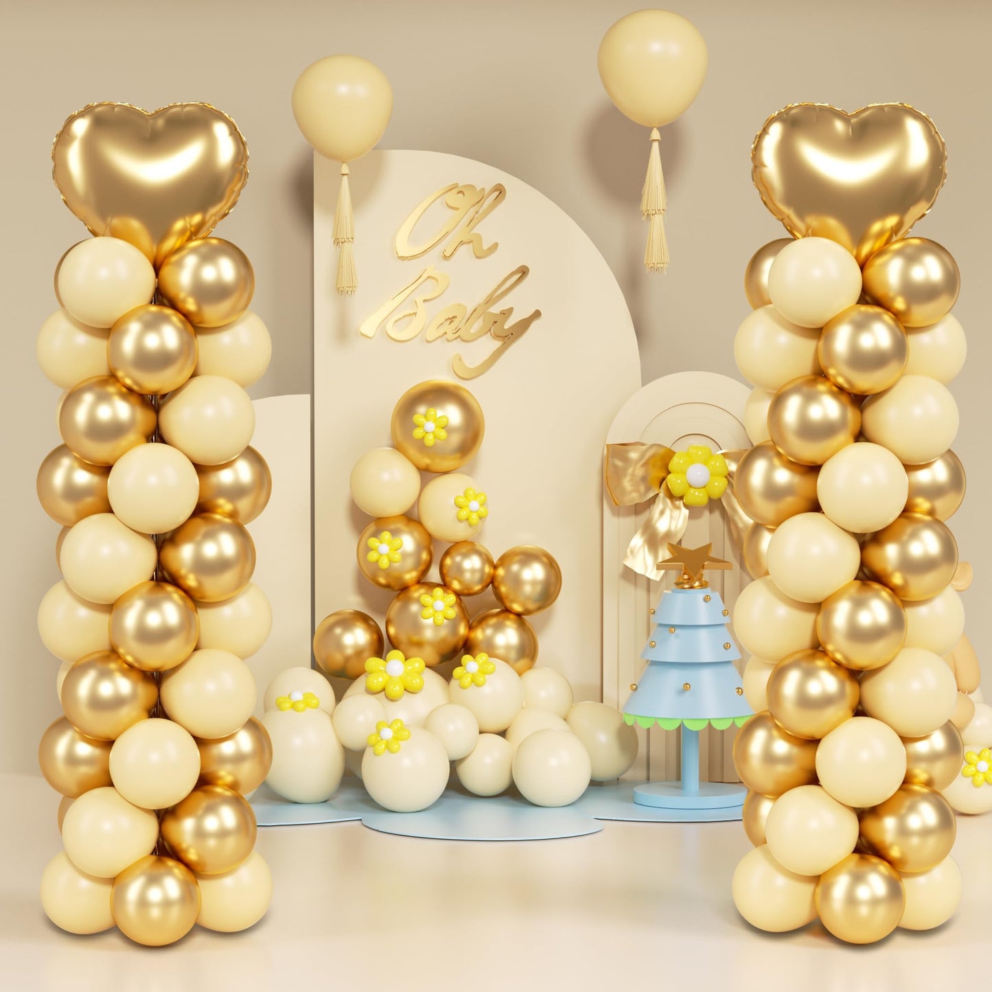 Toosci 2 Sets Balloon Column Stand Kit with Reusable Metal Telescopic