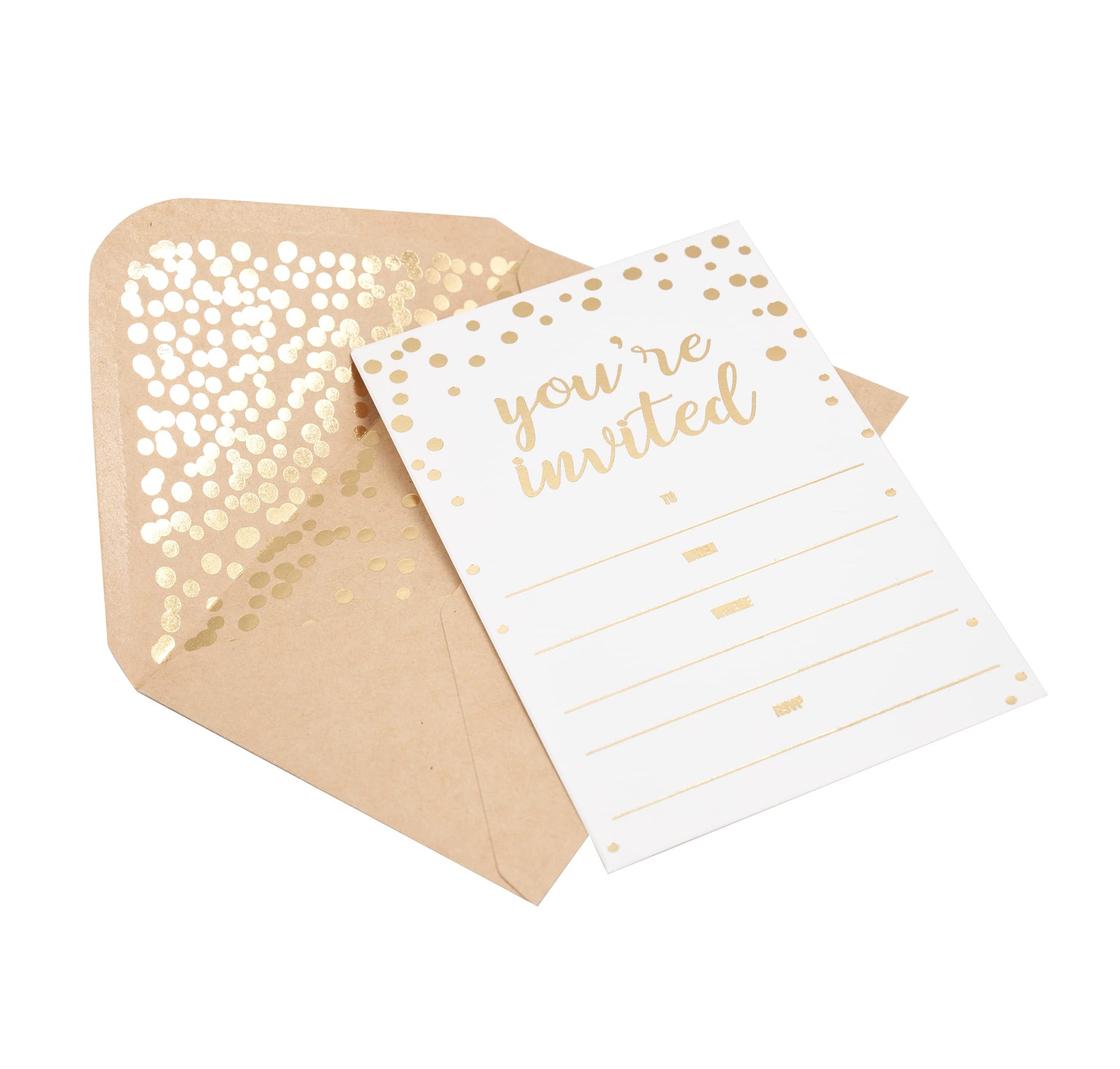 50 Pack Invitation Card - Elegant Greeting Cards ‘’You are Invited’’ in Gold Foil Letters – for