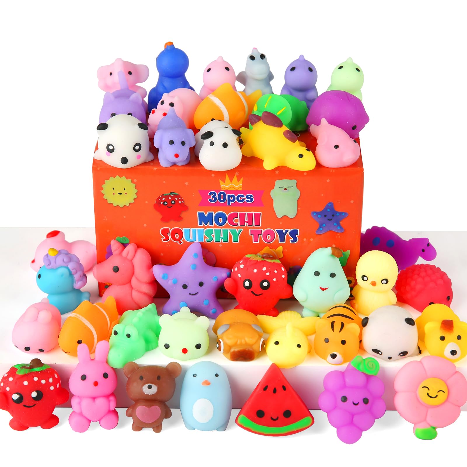 30 Pack Squishy Toys, Kawaii Squishies Party Favors for Kids 4-8 8-12 Treasure Box Toys for