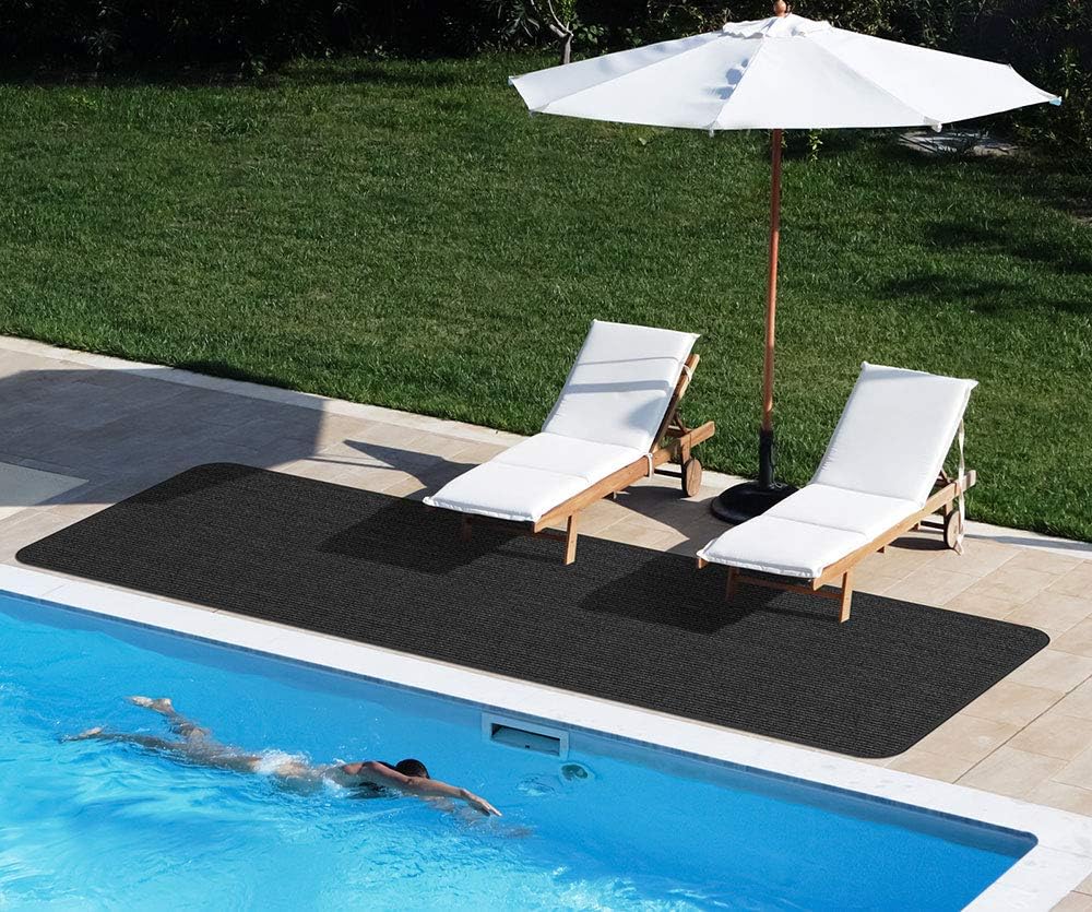 House, Home and More Indoor Outdoor Double-Ribbed Carpet Runner with Skid-Resistant Rubber Backing - Smokey Black - 3 Feet x 30 Feet