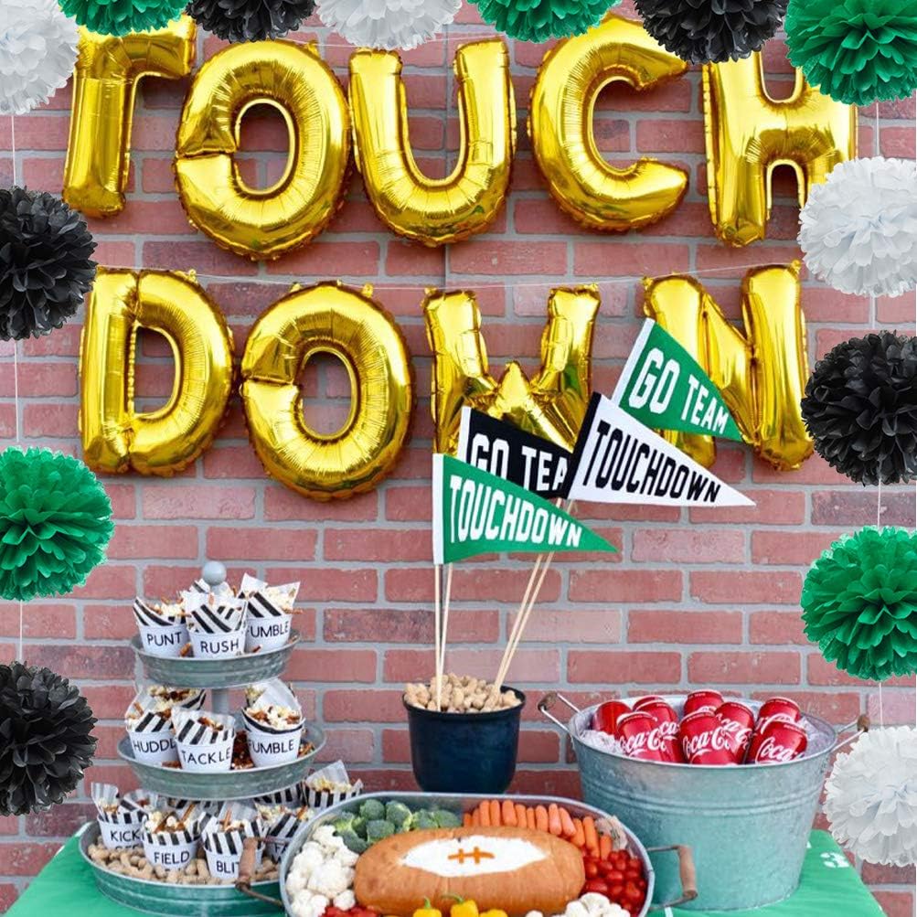 Paper Flower Tissue Pom Poms Party Supplies (Black,Green,White,12pc)