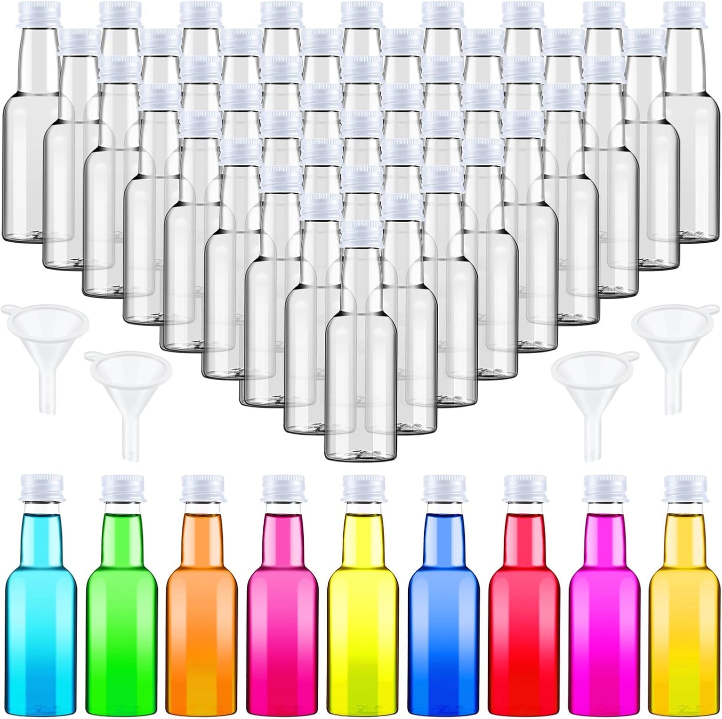 Tessco 100 Pcs Mini Liquor Bottles Plastic Mini Salad Dressing Bottle Christmas Small Shooter Alcohol Holders with Cap Wine Hot Sauce(1.7 Oz,White)