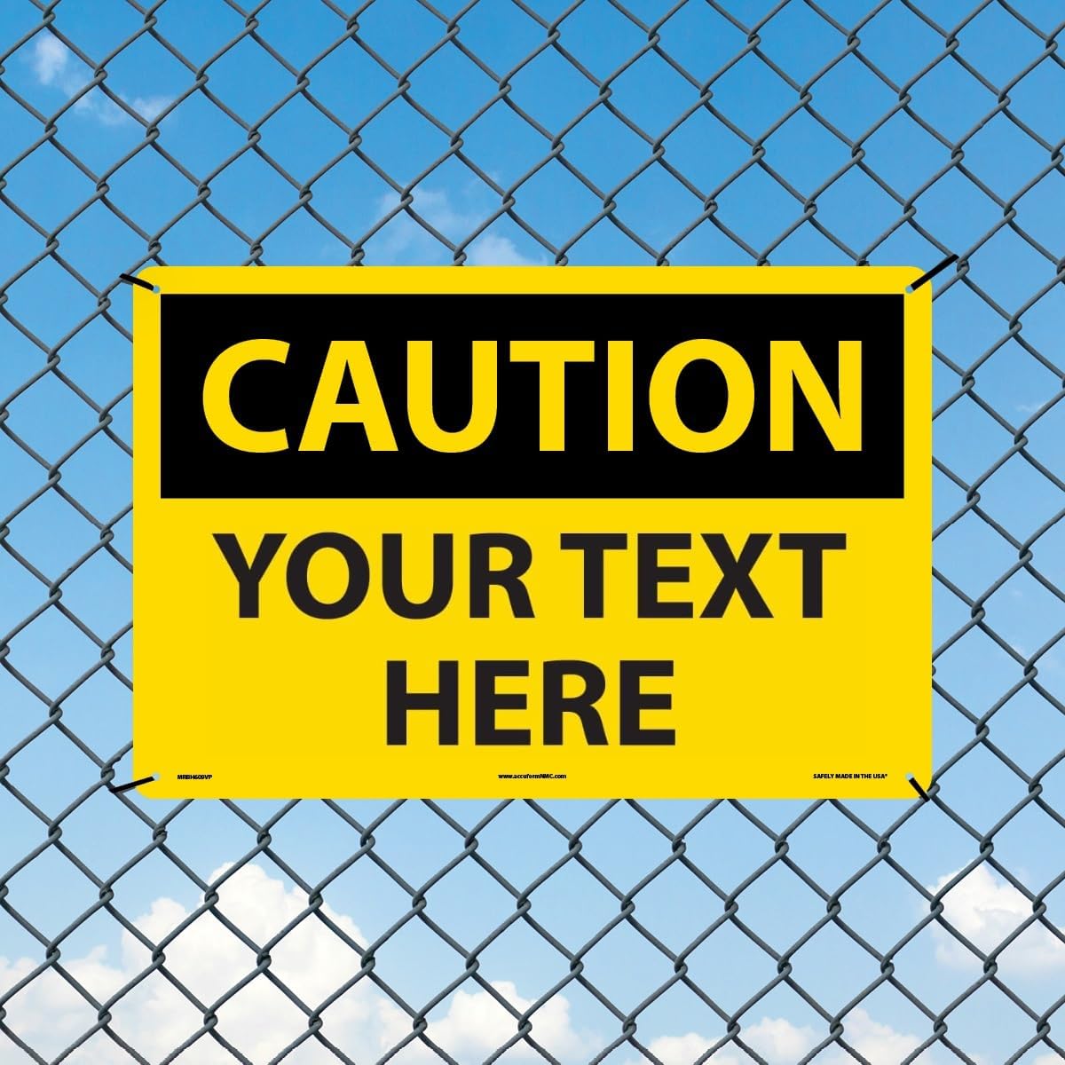 Custom OSHA Style Caution Sign 12" x 18" Plastic Sign, Customizable "Your Text Here", by AccuformNMC Made in USA