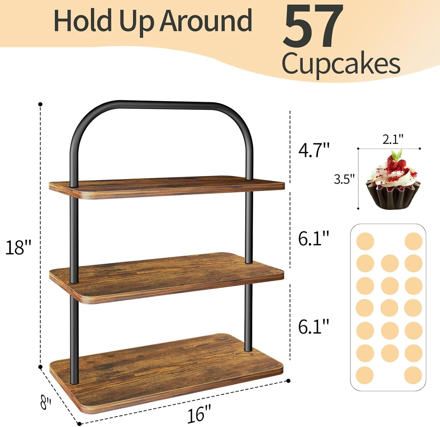 Cupcake Stand, 3 Tier Wood Cupcake Stand for 50 Cupcakes, Dessert Table Display Set with Cupcake Stands, Cupcake Tower Stand for Birthday, Wedding, Baby Shower, Party